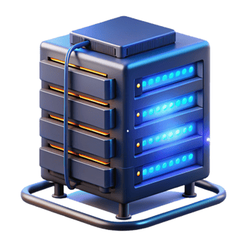 serene abstract A server rack with glowing LEDs and intricate cabling, dark and moody lighting, industrial style high quality png