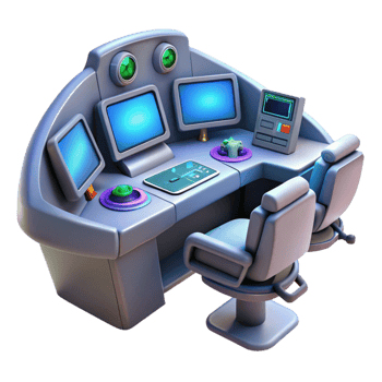 wonderful abstract Spaceship cockpit with multiple screens detailed png
