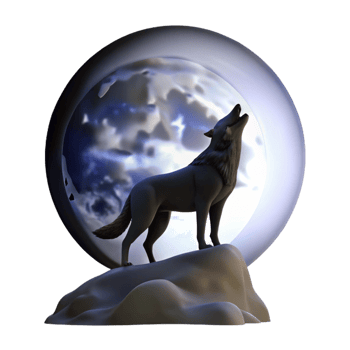 wonderful abstract A lone wolf howling at the moon, silhouetted against a dark sky, dramatic lighting, wild atmosphere, high quality png