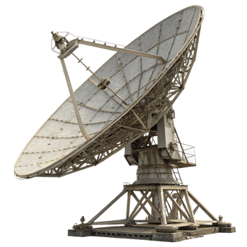 Large parabolic antenna used for radio astronomy or satellite communication png
