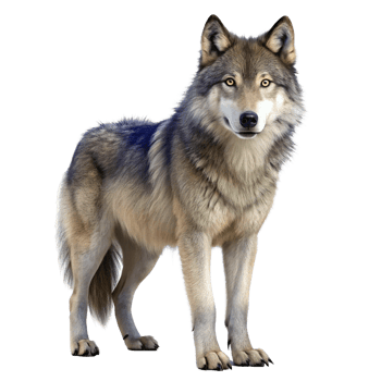 A Majestic Gray Wolf Standing Against Black Background Wildlife Photography png