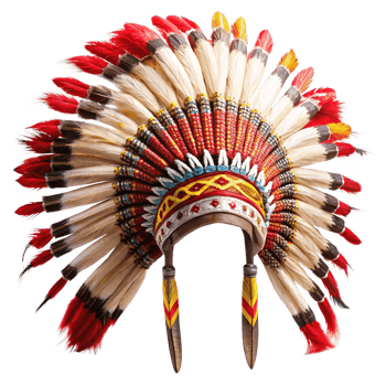 A Detailed CloseUp View of a Vibrant Native American Headdress png