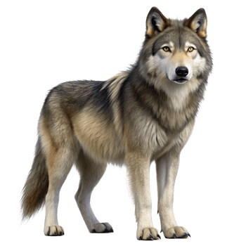 Majestic Gray Wolf Standing Profile Full Body Image png