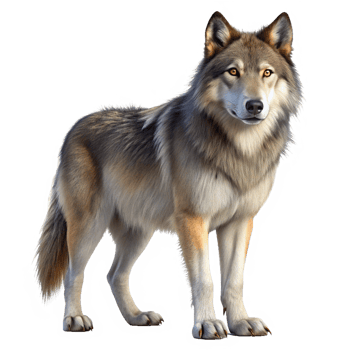 Majestic Gray Wolf Standing Tall in Winter Wonderland png
