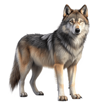 Majestic Gray Wolf Standing Tall in a Dark Background png
