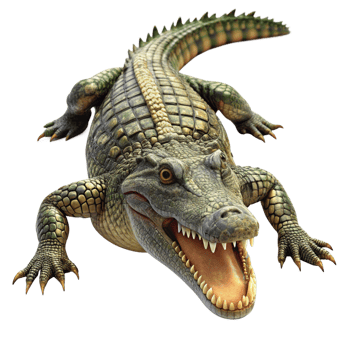 A terrifying closeup view of a large crocodile with its jaws open wide, showcasing its sharp teeth and detailed scales png
