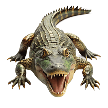 A Detailed Closeup of a Fearsome American Alligator Showing its Powerful Jaws and Claws png