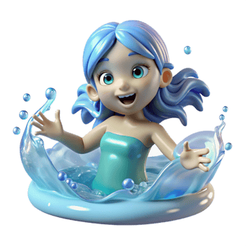 beautiful traditional A playful water nymph splashing in a crystal-clear stream, sunlight reflecting on the water, in a joyful, luminous style 4K png