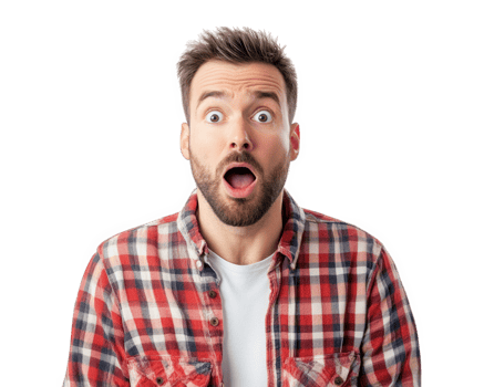 A man in a plaid shirt is making a surprised face png