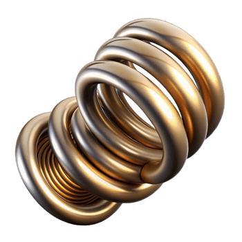 extraordinary classic Steampunk spring with tightly wound coils and a metallic finish 4K png