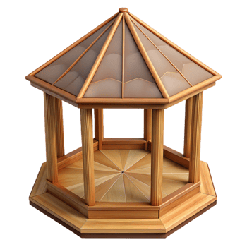 magnificent creative Gazebo roof, octagonal, wooden, detailed png