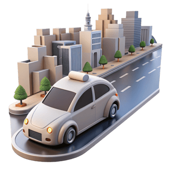 impressive traditional A self-driving car navigating a busy city street, smooth motion, photorealistic style authentic png