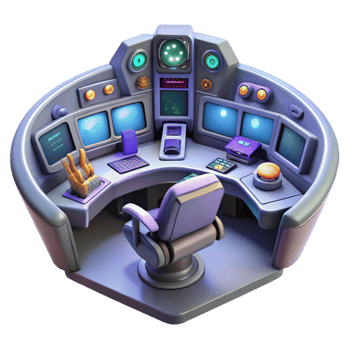 wonderful modern Spaceship cockpit with multiple screens premium png