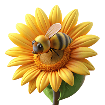 wonderful minimalist A close-up of a bee collecting pollen from a bright sunflower, warm afternoon light, macro photography authentic png
