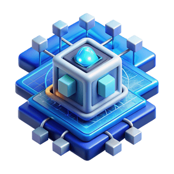 elegant modern A quantum computer processing complex data, cool blue lighting, abstract art style high quality png