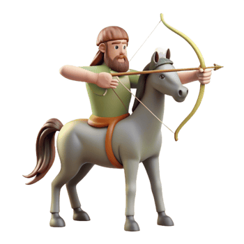elegant artistic A wise Centaur, half-man, half-horse, teaching archery in a forest glade, dappled sunlight, classical style, high resolution png