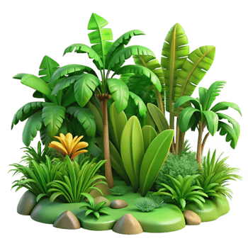 impressive minimalist A lush tropical rainforest, vibrant greens, exotic style exclusive png