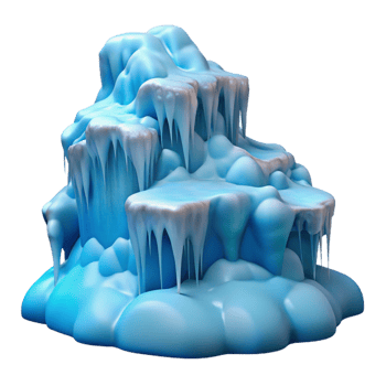 magnificent modern A frozen waterfall in winter, icy blue colors, serene style original png