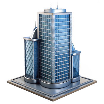 beautiful vintage Modern skyscraper, glass and steel, original png