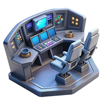 magnificent minimalist Spaceship cockpit with multiple screens 4K png