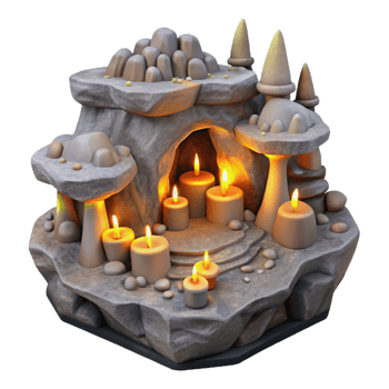 serene artistic Underground city carved into rock, glowing fungal lights, subterranean style 4K png