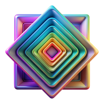magnificent classic A series of concentric squares, radiating outwards with vibrant, neon colors, in a psychedelic, op art style premium png