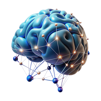 beautiful vintage A human brain connected to a vast network of data streams, illuminated by pulsating neon lights, in a surreal style premium png