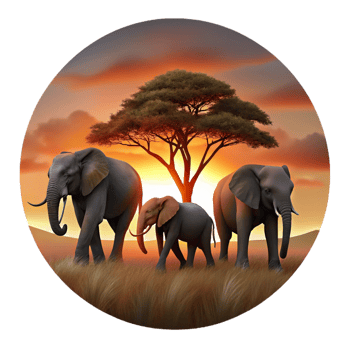 dramatic classic magnificent minimalist A Herd of Elephants Walking Across the high quality detailed png