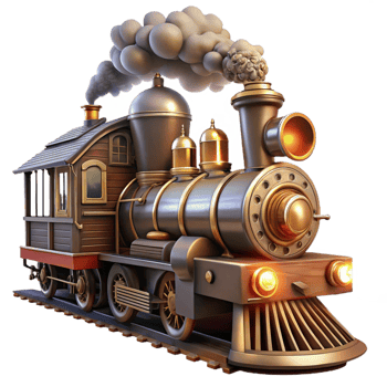elegant classic vibrant classic A Steampunk Train Speeding Through a 4K high resolution png