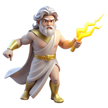 extraordinary modern vibrant minimalist A Powerful Zeus Wielding a Lightning Bolt detailed detailed png