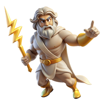 magnificent vintage elegant minimalist A Powerful Zeus Wielding a Lightning Bolt authentic genuine png