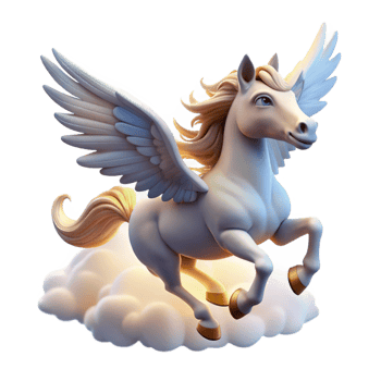 extraordinary vintage serene artistic A Winged Pegasus Soaring Through a Cloudy professional high quality png