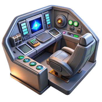 wonderful vintage dramatic minimalist A Spaceship Cockpit with a Complex Array detailed authentic png