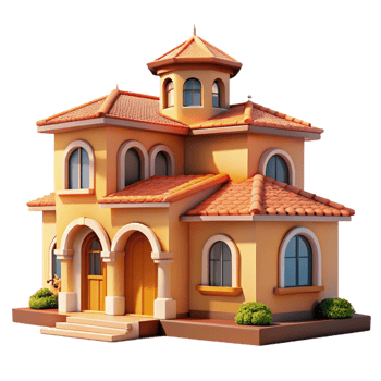 stunning modern impressive creative Mediterranean Villa Terracotta Roof 4K genuine png