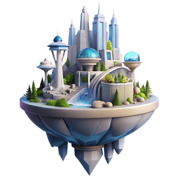 impressive minimalist wonderful abstract Floating Island City Futuristic exclusive authentic png