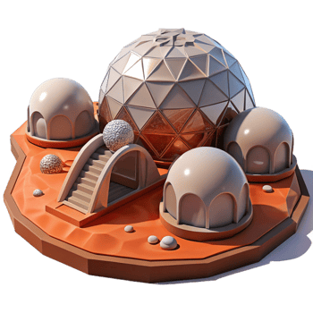 wonderful vintage elegant rustic Mars Colony Geodesic Domes Red Martian original professional png