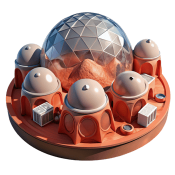 stunning classic Mars Colony Geodesic Domes Red Martian high quality png