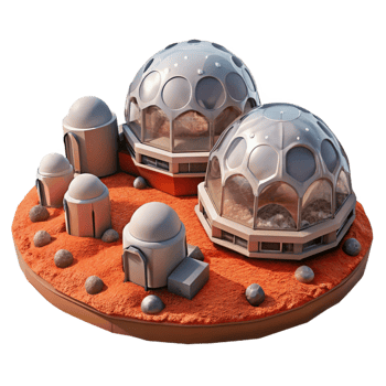 elegant classic Mars Colony Geodesic Domes Red Martian professional png