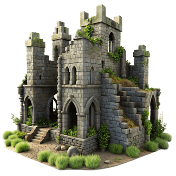 magnificent classic Ruined Castle Crumbling Stone Walls original png
