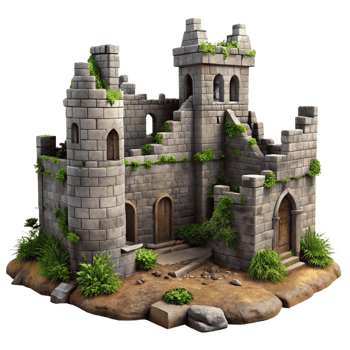 beautiful minimalist Ruined Castle Crumbling Stone Walls high quality png