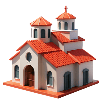 serene classic Spanish Colonial Mission White Stucco detailed png