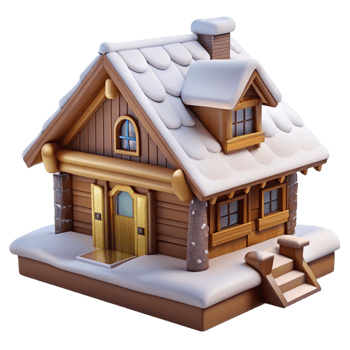vibrant minimalist Swiss Chalet Wooden Beams Sloped Roof original png
