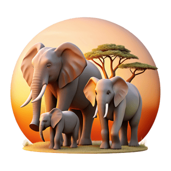 dramatic artistic A Family of Elephants Walking Across the genuine png