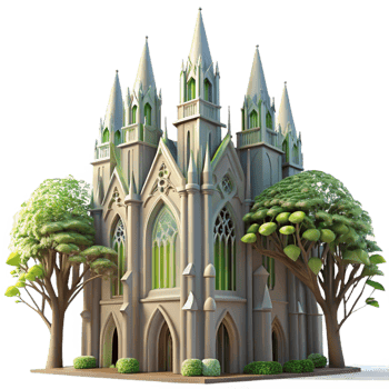 extraordinary rustic vibrant abstract A Towering Gothic Cathedral Made of 4K professional png