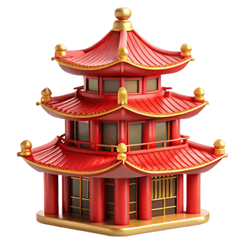 dramatic rustic serene classic A Traditional Chinese Pagoda with premium professional png
