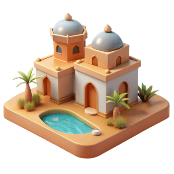 dramatic creative vibrant traditional A Desert Oasis with a Traditional Mud original genuine png