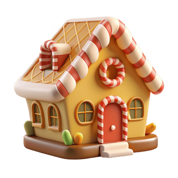 dramatic classic A Whimsical Gingerbread House with Candy professional png
