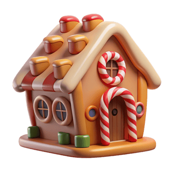 impressive rustic Whimsical Gingerbread House with Candy 4K png