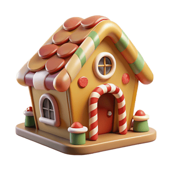 serene classic A Whimsical Gingerbread House with Candy premium png