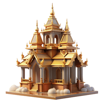beautiful modern A Traditional Thai Temple with Intricate 4K png